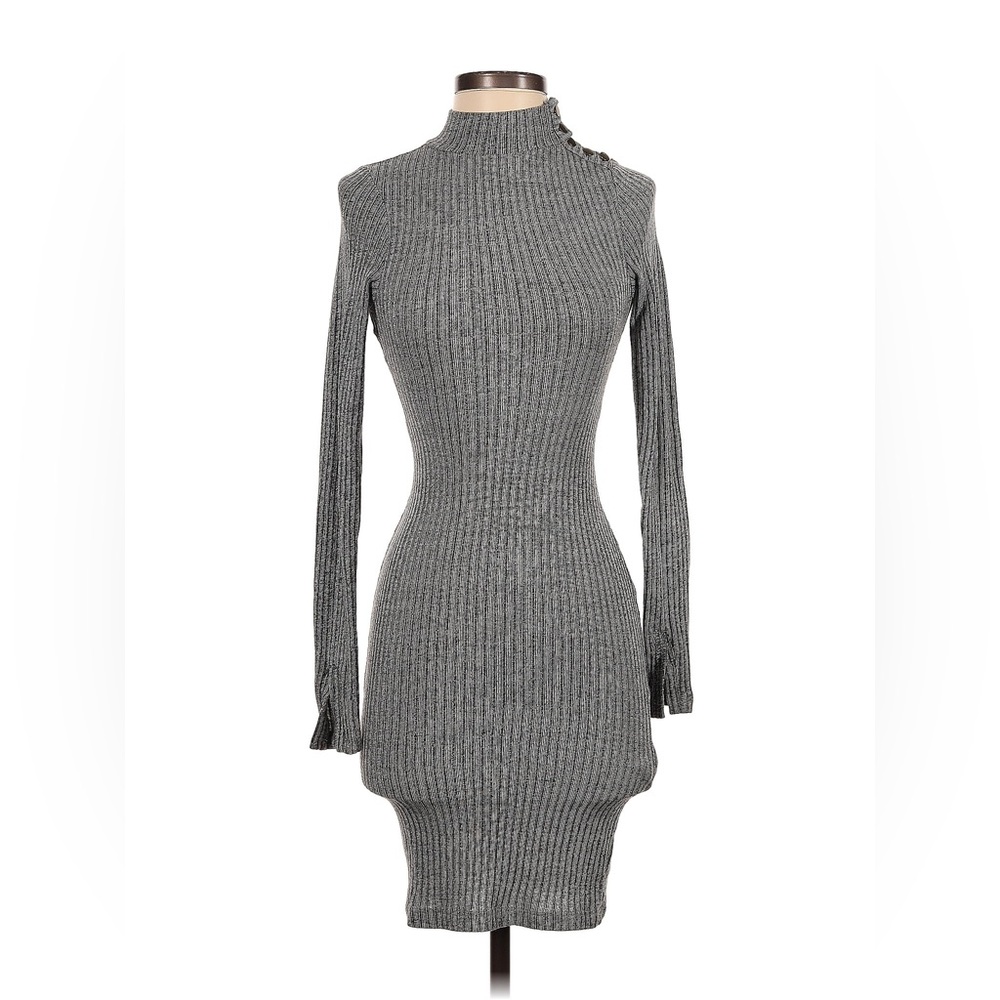 H&M long sleeve mock neck ribbed fitted dress